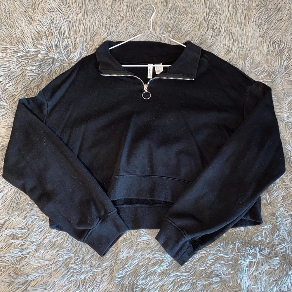 Cropped Half Zip Sweatshirt